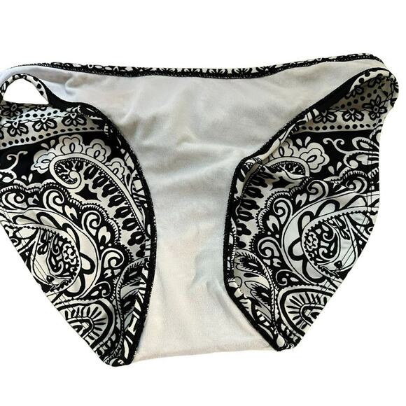 Athleta Paisley Bikini Bottom Black White Purple Small - Picture 4 of 6
